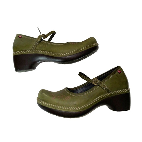 ECCO Women’s Floral Leather Mary Jane Clog size 38/7.5 Comfort Braided Strap - Picture 7 of 10